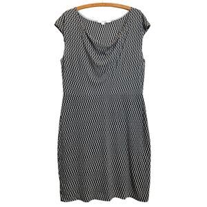 Boden Day Dress US 12 Summer Jersey Knit Knee Length Cowl Black Lined Skirt